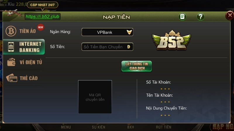 Các kênh nạp tiền B52 Club hiện nay